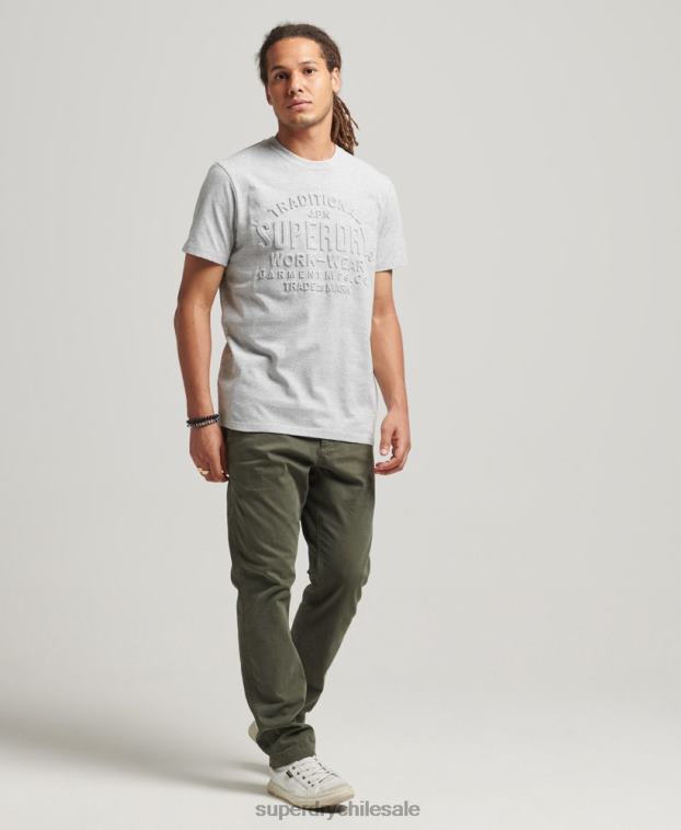 hombres Superdry gris camiseta estilo script en relieve 2R68Z4855