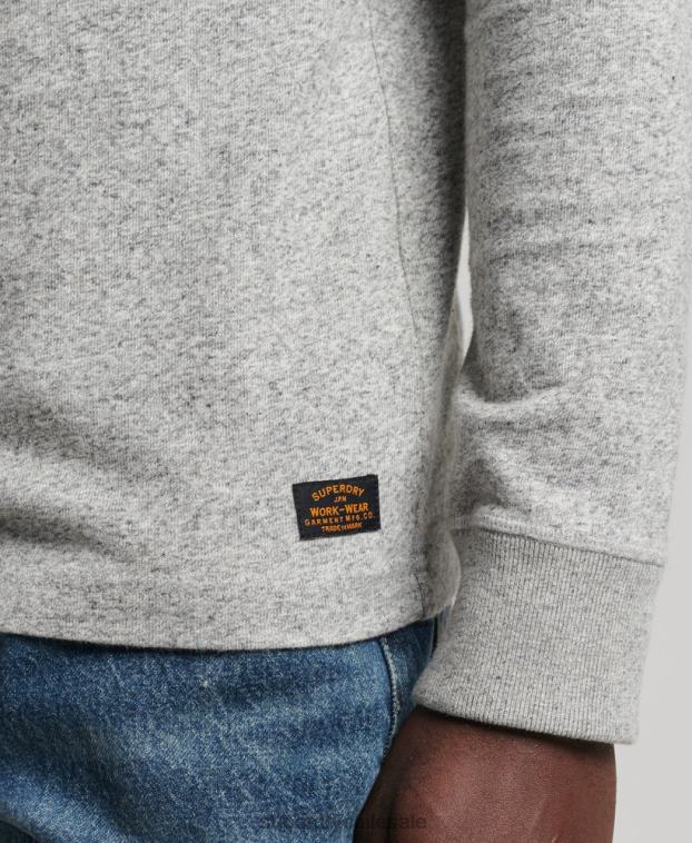 hombres Superdry gris camiseta henley de manga larga de algodón orgánico 2R68Z6433