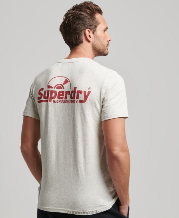 hombres Superdry gris camiseta vintage de sello discográfico 2R68Z6359
