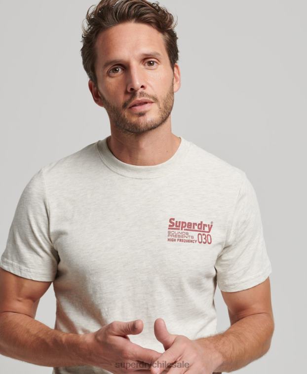 hombres Superdry gris camiseta vintage de sello discográfico 2R68Z6359