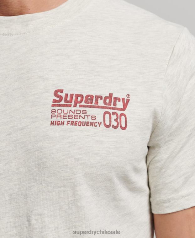 hombres Superdry gris camiseta vintage de sello discográfico 2R68Z6359