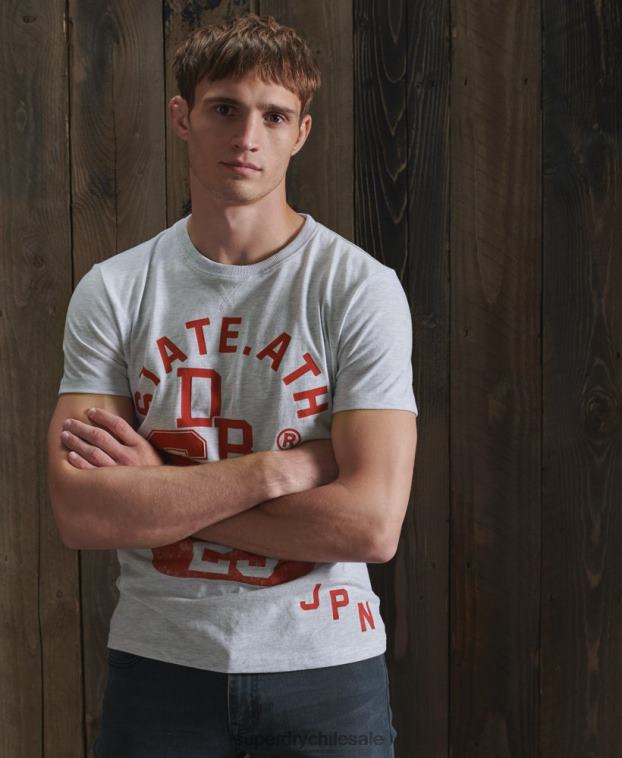 hombres Superdry gris claro camiseta clásica de atletismo 2R68Z4966