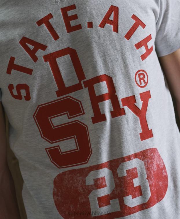 hombres Superdry gris claro camiseta clásica de atletismo 2R68Z4966