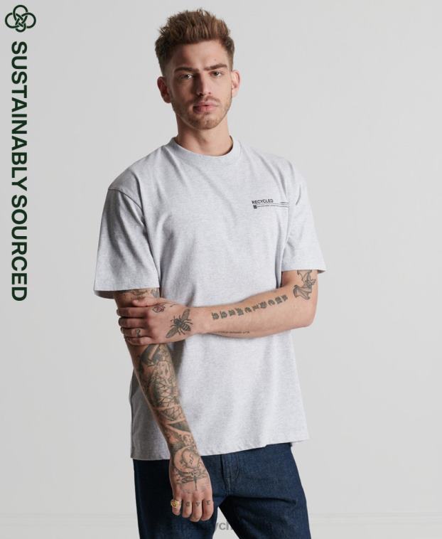 hombres Superdry gris claro camiseta con microtop reciclada 2R68Z4960