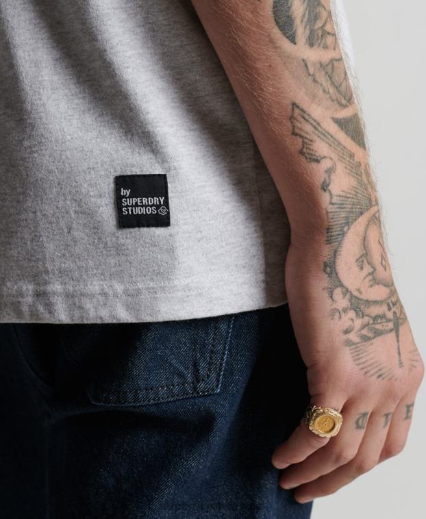 hombres Superdry gris claro camiseta con microtop reciclada 2R68Z4960