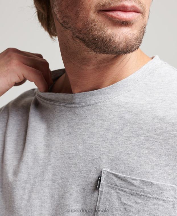 hombres Superdry gris claro camiseta de algodón orgánico con bolsillo 2R68Z4800