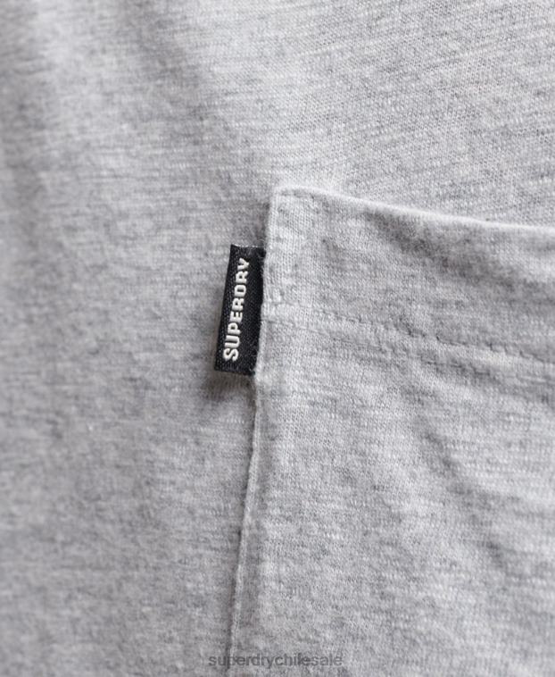 hombres Superdry gris claro camiseta de algodón orgánico con bolsillo 2R68Z4800