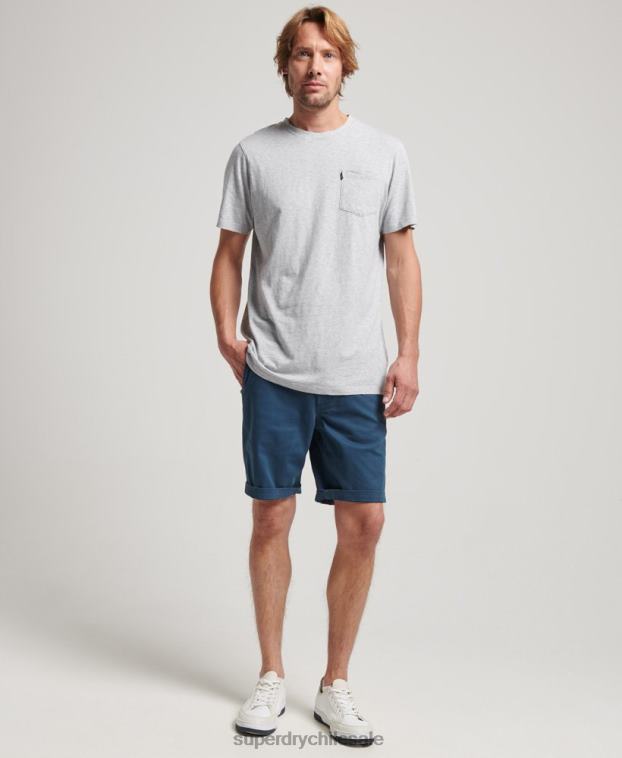 hombres Superdry gris claro camiseta de algodón orgánico con bolsillo 2R68Z4800