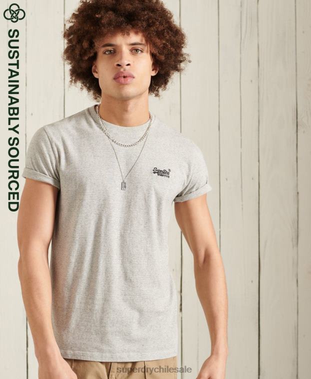 hombres Superdry gris claro camiseta de algodón orgánico con bordado vintage 2R68Z4978