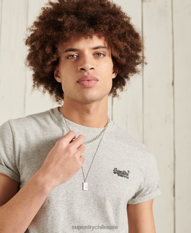 hombres Superdry gris claro camiseta de algodón orgánico con bordado vintage 2R68Z4978