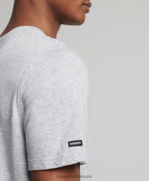 hombres Superdry gris claro camiseta de algodón orgánico con cuello redondo y bolsillo flameado 2R68Z4833