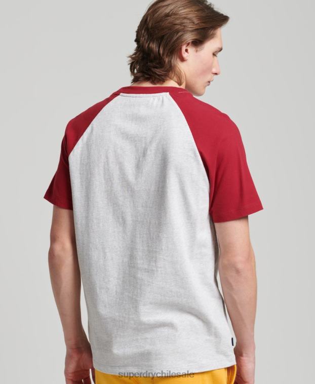hombres Superdry gris claro camiseta de béisbol con logo esencial de algodón orgánico 2R68Z4816