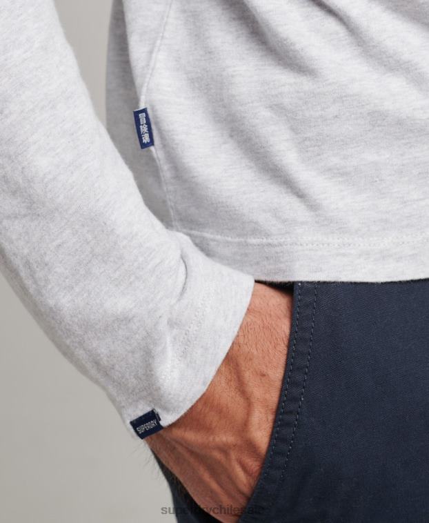 hombres Superdry gris claro camiseta de manga larga con logo esencial de algodón orgánico 2R68Z1546