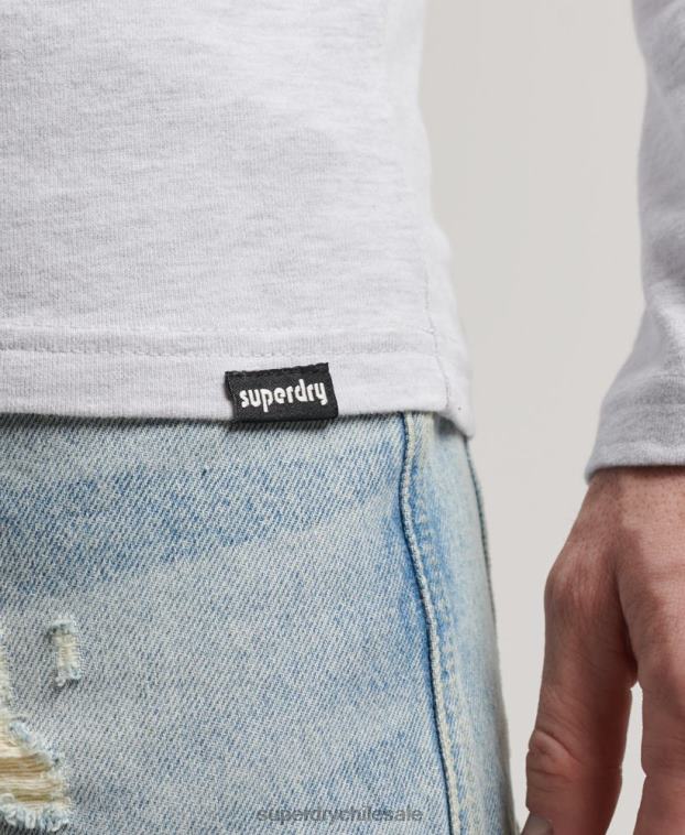 hombres Superdry gris claro camiseta de manga larga con pegatina de viaje 2R68Z1499