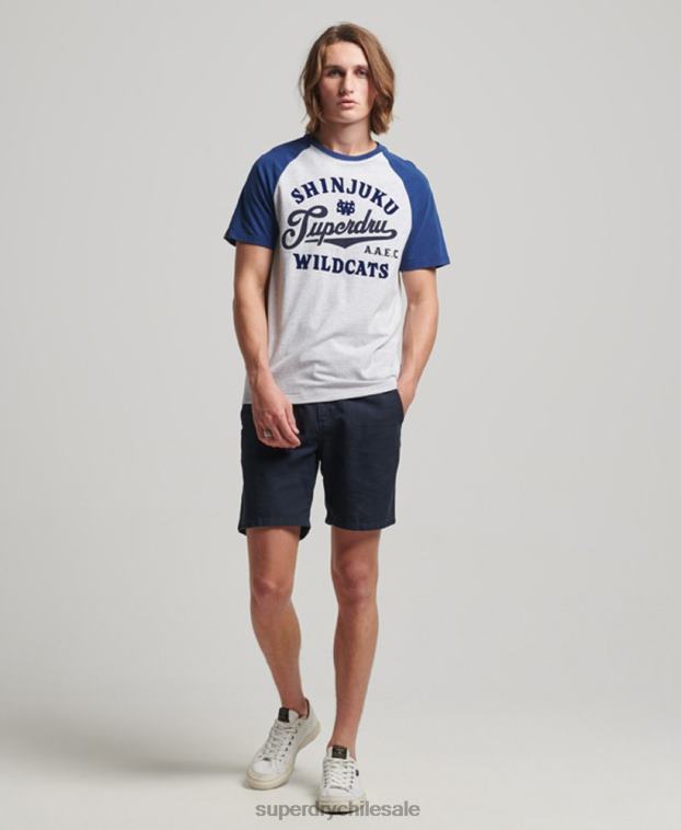 hombres Superdry gris claro camiseta raglán de jonrón vintage 2R68Z19