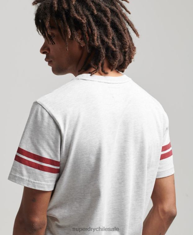hombres Superdry gris claro playera atlética con estampado universitario 2R68Z4838