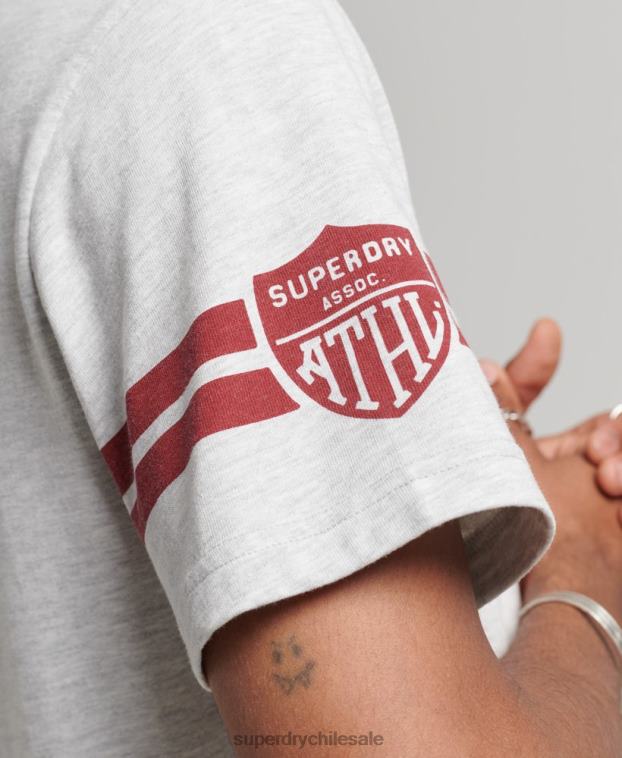 hombres Superdry gris claro playera atlética con estampado universitario 2R68Z4838