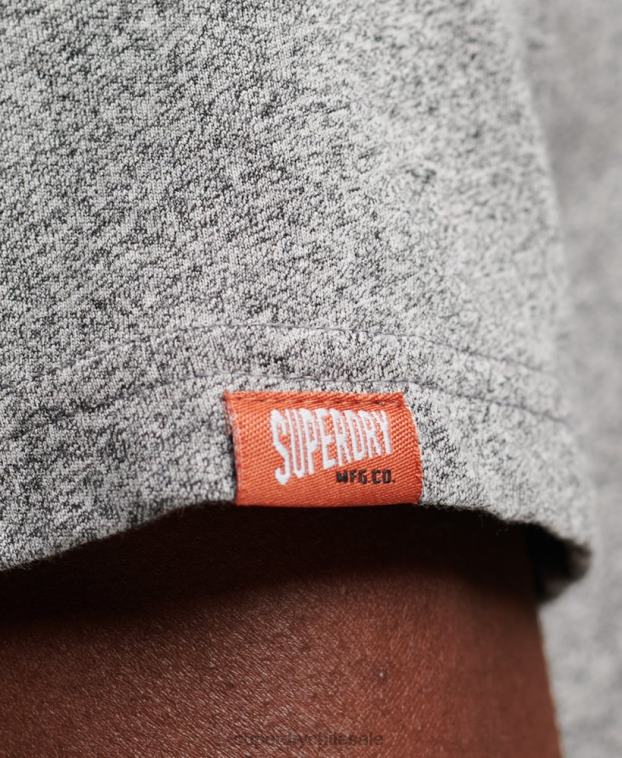 hombres Superdry gris claro playera con logo vintage en relieve 2R68Z74