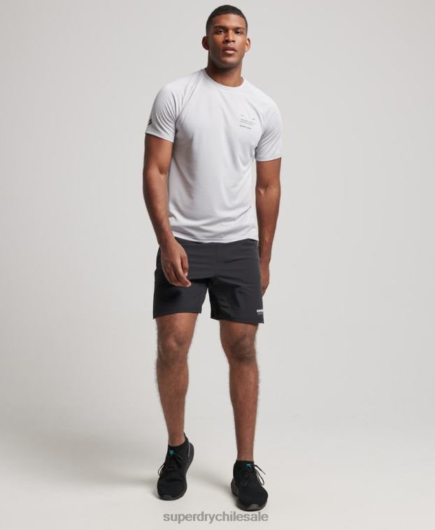 hombres Superdry gris claro playera de manga corta con gráfico de tren activo 2R68Z1421