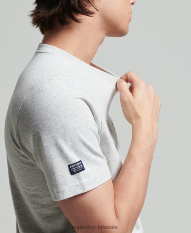 hombres Superdry gris claro playera jaspeada con logo corporativo vintage 2R68Z4829