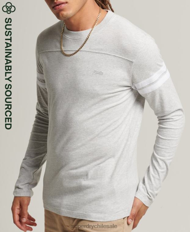 hombres Superdry gris claro top de algodón orgánico con logo vintage 2R68Z1509