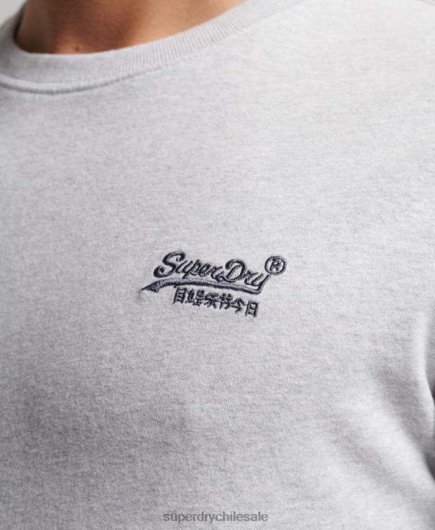 hombres Superdry gris claro top de algodón orgánico con logo vintage bordado 2R68Z1549