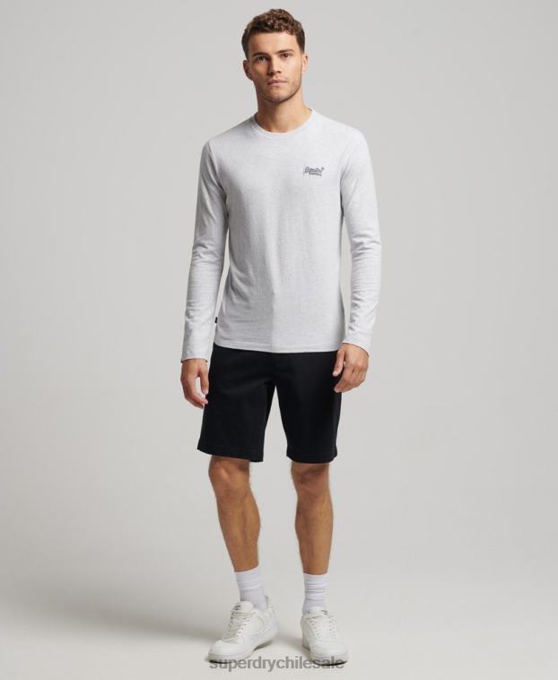 hombres Superdry gris claro top de algodón orgánico con logo vintage bordado 2R68Z1549