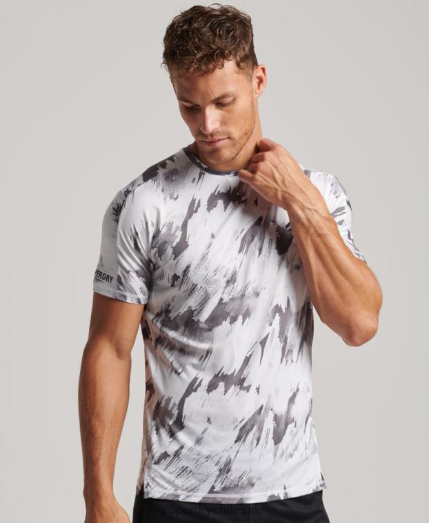 hombres Superdry gris correr camiseta de manga corta 2R68Z5394