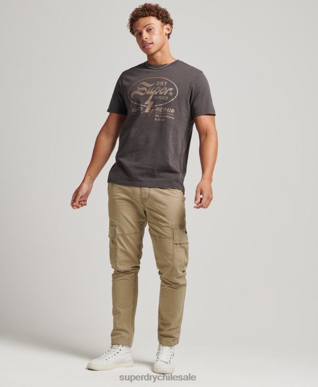 hombres Superdry gris oscuro apagón rock camiseta gráfica 2R68Z4932