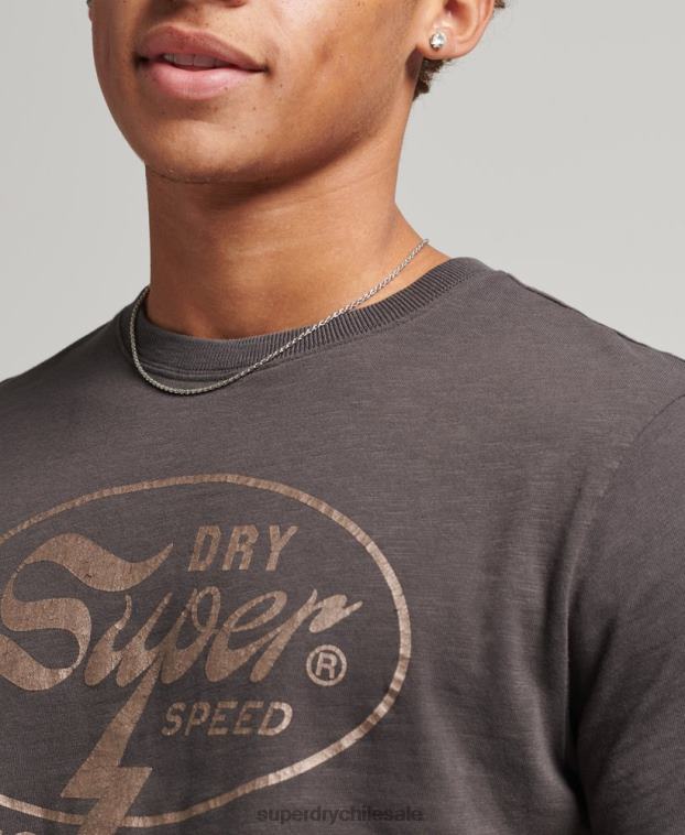 hombres Superdry gris oscuro apagón rock camiseta gráfica 2R68Z4932