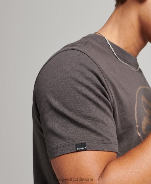 hombres Superdry gris oscuro apagón rock camiseta gráfica 2R68Z4932