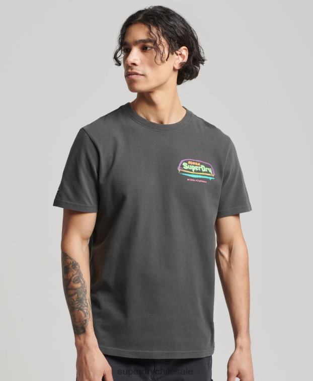 hombres Superdry gris oscuro camiseta cali vintage 2R68Z4823