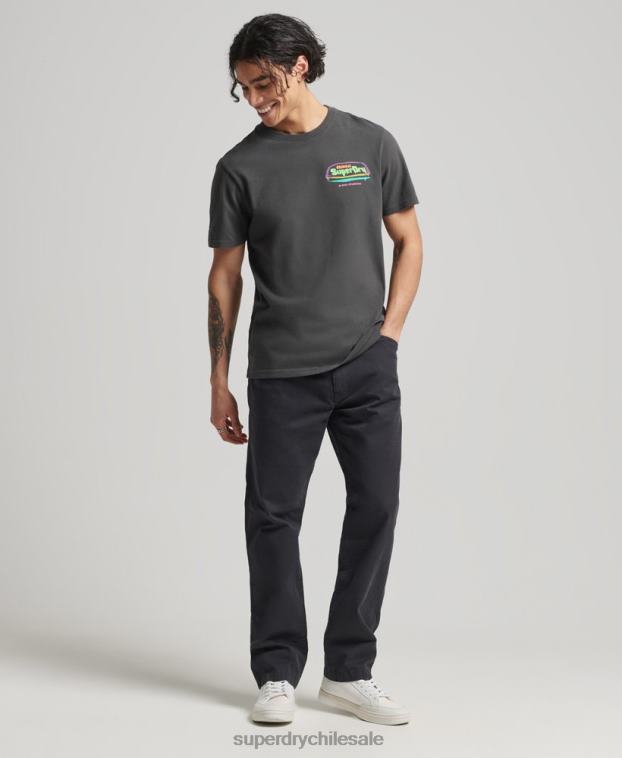 hombres Superdry gris oscuro camiseta cali vintage 2R68Z4823