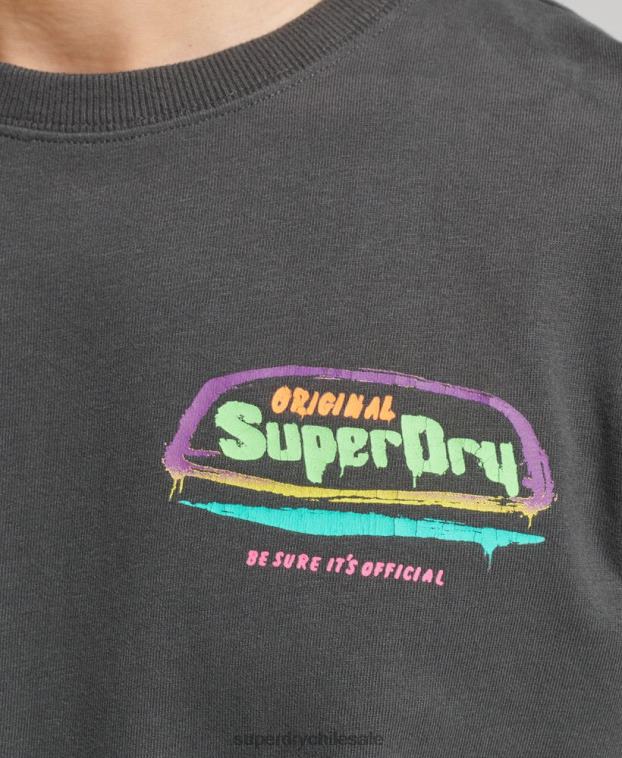 hombres Superdry gris oscuro camiseta cali vintage 2R68Z4823