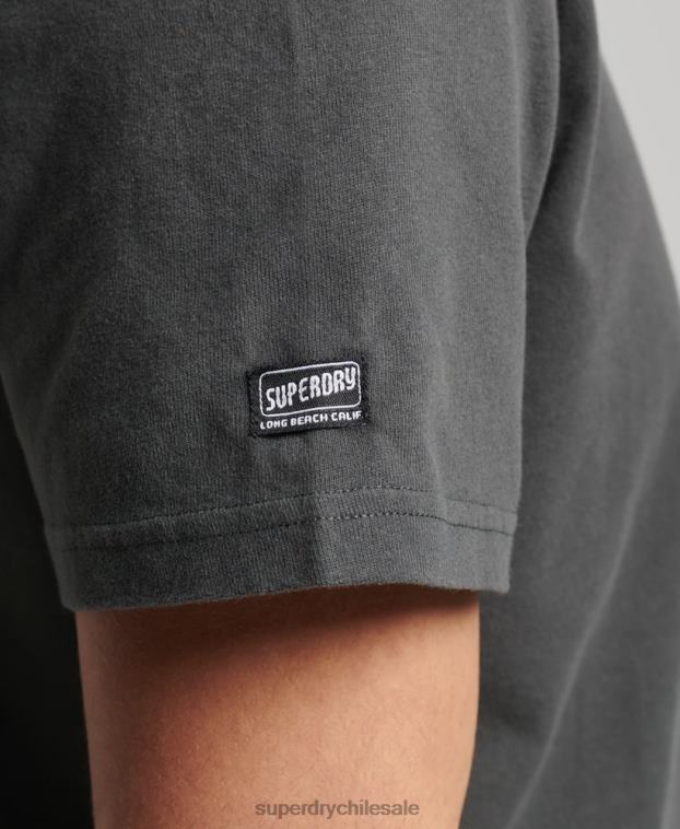 hombres Superdry gris oscuro camiseta cali vintage 2R68Z4823