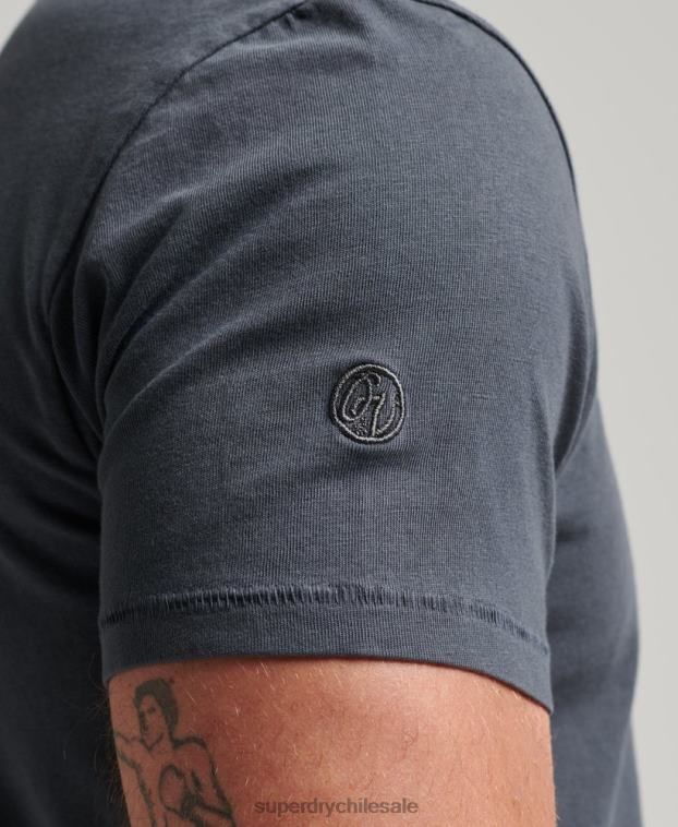 hombres Superdry gris oscuro camiseta de algodón orgánico con bolsillo 2R68Z4938