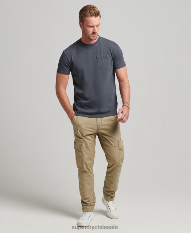 hombres Superdry gris oscuro camiseta de algodón orgánico con bolsillo 2R68Z4938