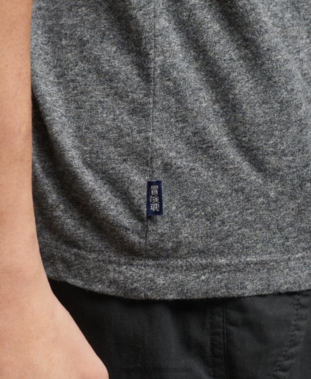 hombres Superdry gris oscuro camiseta de béisbol de algodón orgánico 2R68Z4858