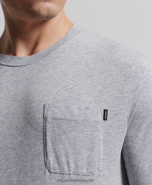 hombres Superdry gris oscuro camiseta de manga larga de jersey flameado de algodón orgánico 2R68Z6402