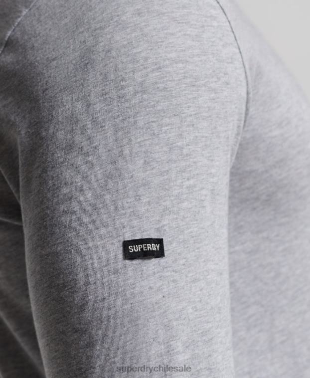 hombres Superdry gris oscuro camiseta de manga larga de jersey flameado de algodón orgánico 2R68Z6402