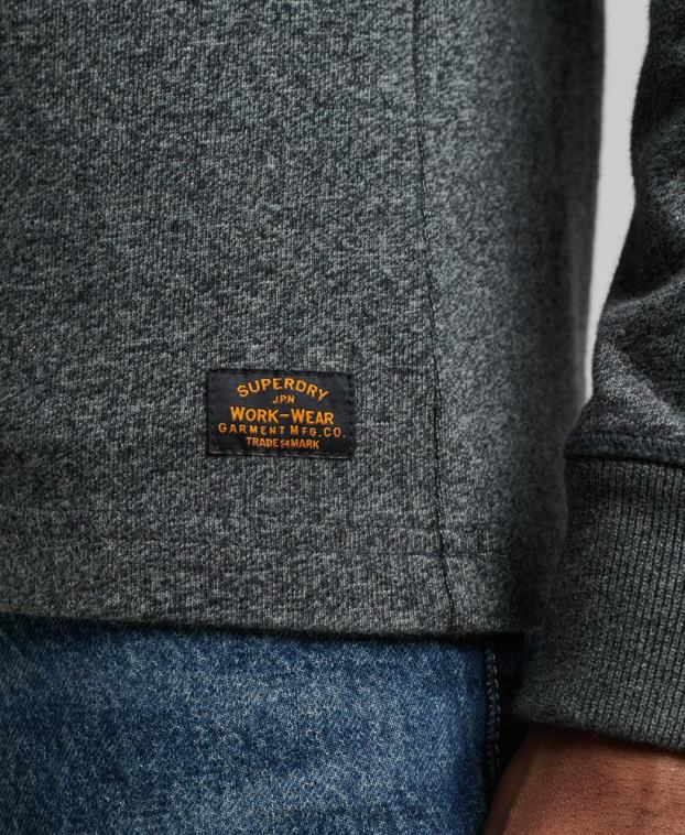 hombres Superdry gris oscuro camiseta henley de manga larga de algodón orgánico 2R68Z6458