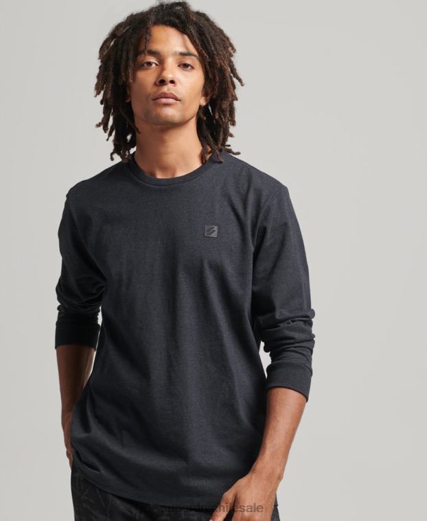 hombres Superdry gris oscuro camiseta técnica de manga larga 2R68Z6471