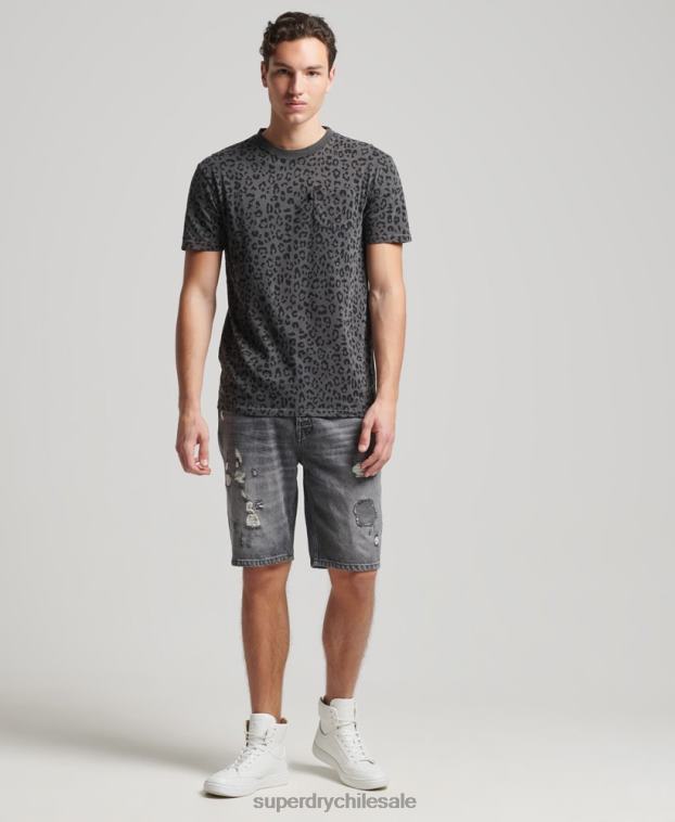 hombres Superdry gris oscuro camiseta vintage con bolsillo 2R68Z4876
