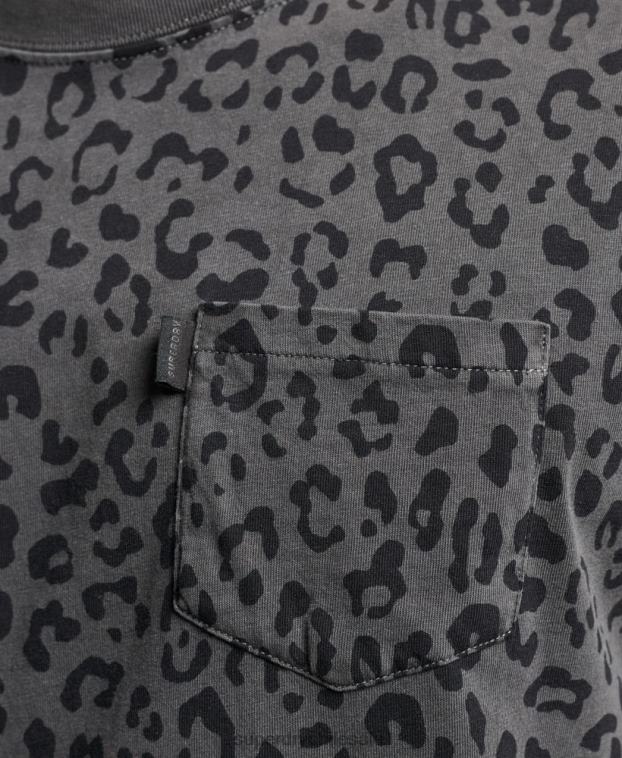 hombres Superdry gris oscuro camiseta vintage con bolsillo 2R68Z4876