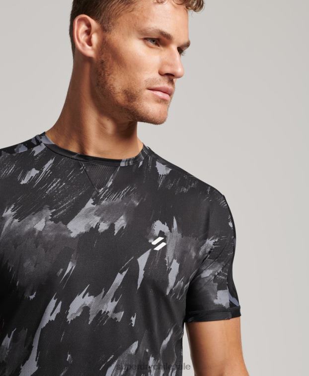 hombres Superdry gris oscuro correr camiseta de manga corta 2R68Z5393