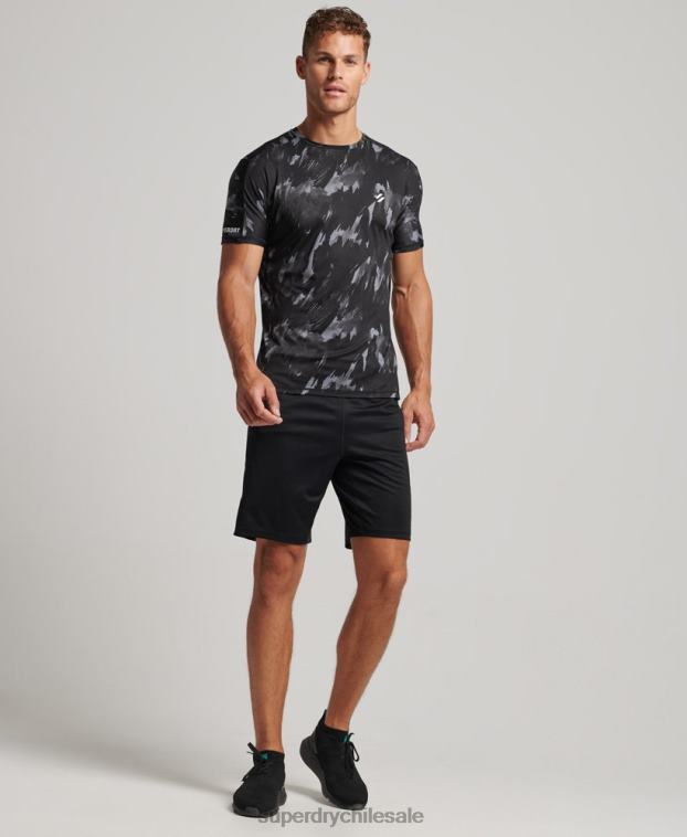 hombres Superdry gris oscuro correr camiseta de manga corta 2R68Z5393