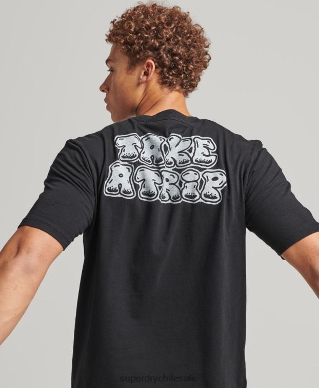 hombres Superdry gris oscuro en el bosque camiseta gráfica 2R68Z4853