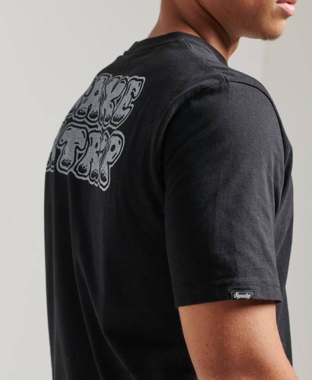 hombres Superdry gris oscuro en el bosque camiseta gráfica 2R68Z4853