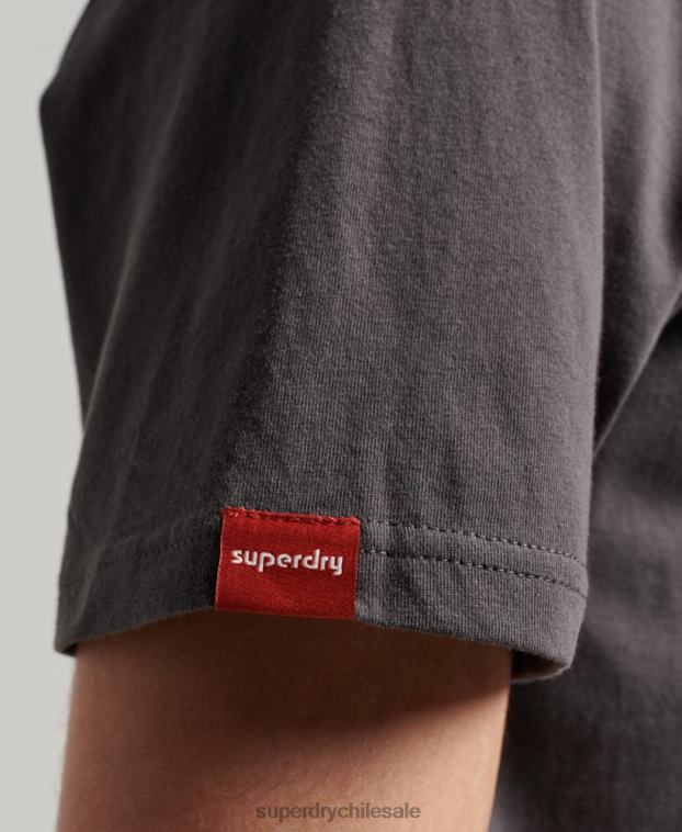 hombres Superdry gris oscuro playera neón con logo vintage 2R68Z18
