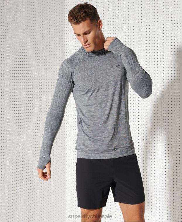 hombres Superdry gris oscuro top de capa intermedia con capucha 2R68Z1439